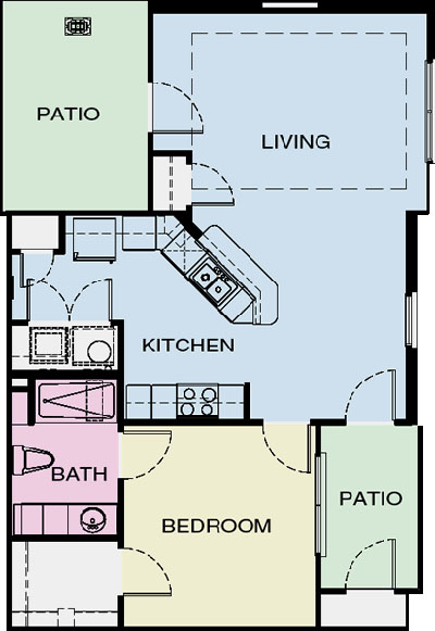 A1 one bedroom one bath floor plan